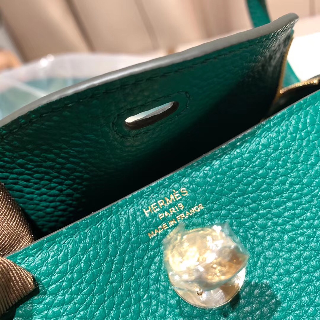 에르메스 미니 린디백19 벨벳그린 금장 끌레망스 가죽